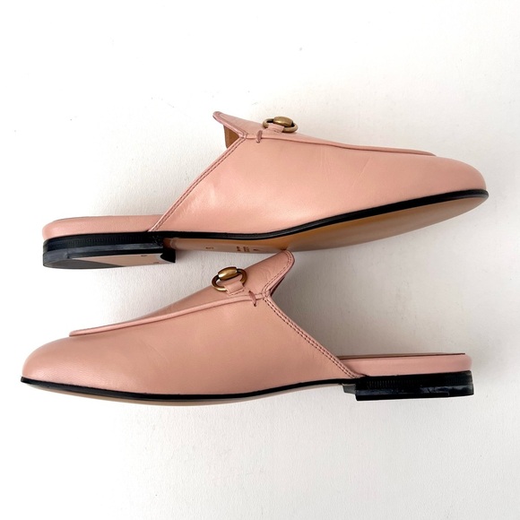 GUCCI | Light Pink Leather Princetown Horsebit Mules Slip On Loafers Flats 36 - Picture 8 of 11
